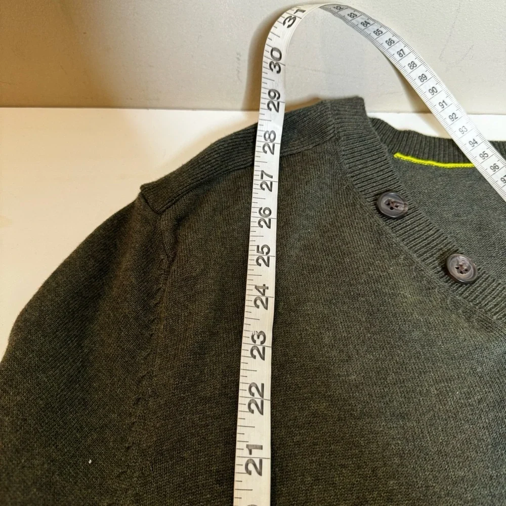 J Ferrar Mens Sweater Long Sleeve Pullover Dark Green